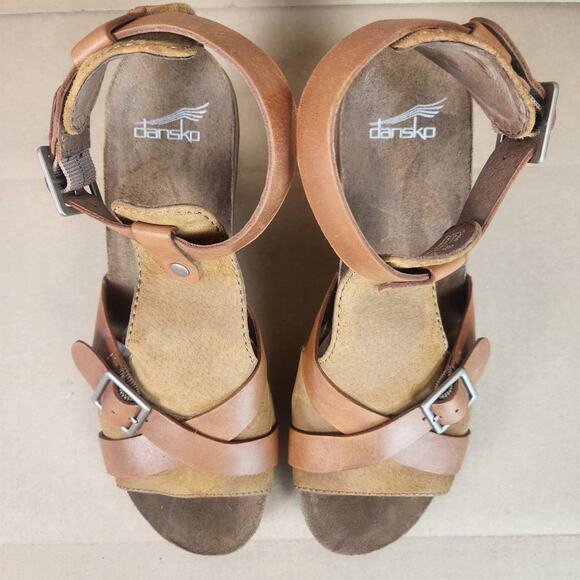 Dansko Dominique Sandals Womens Size 39 US 8 Brown Leather Block Heel GUC - Picture 5 of 16